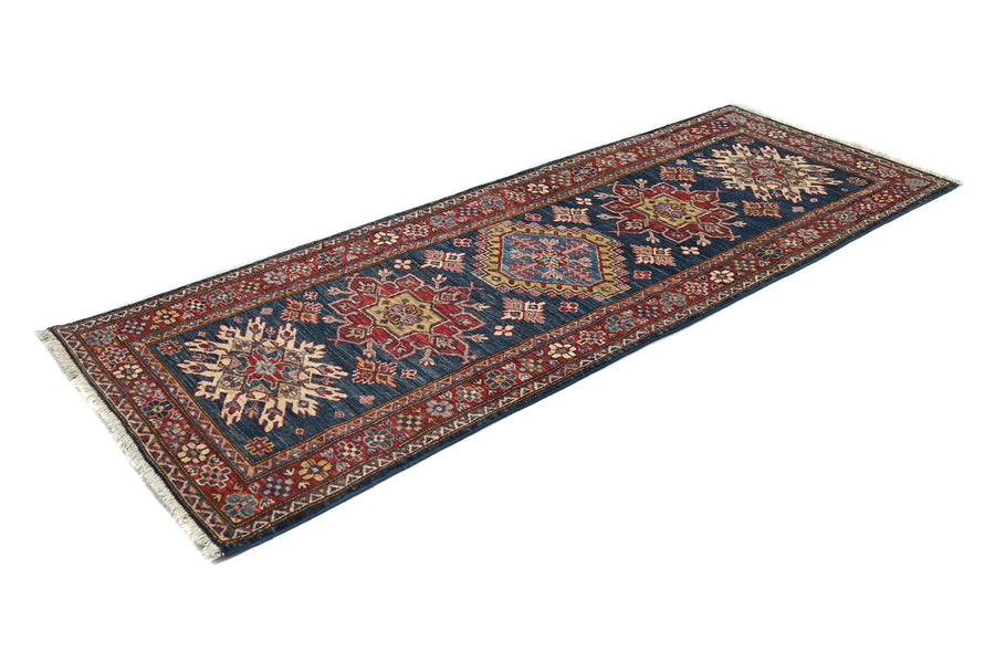 Super Kazak Afghan Rug – Indigo Crest