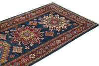 Super Kazak Afghan Rug – Indigo Crest