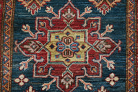 Super Kazak Afghan Rug – Indigo Crest
