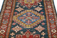 Super Kazak Afghan Rug – Indigo Crest
