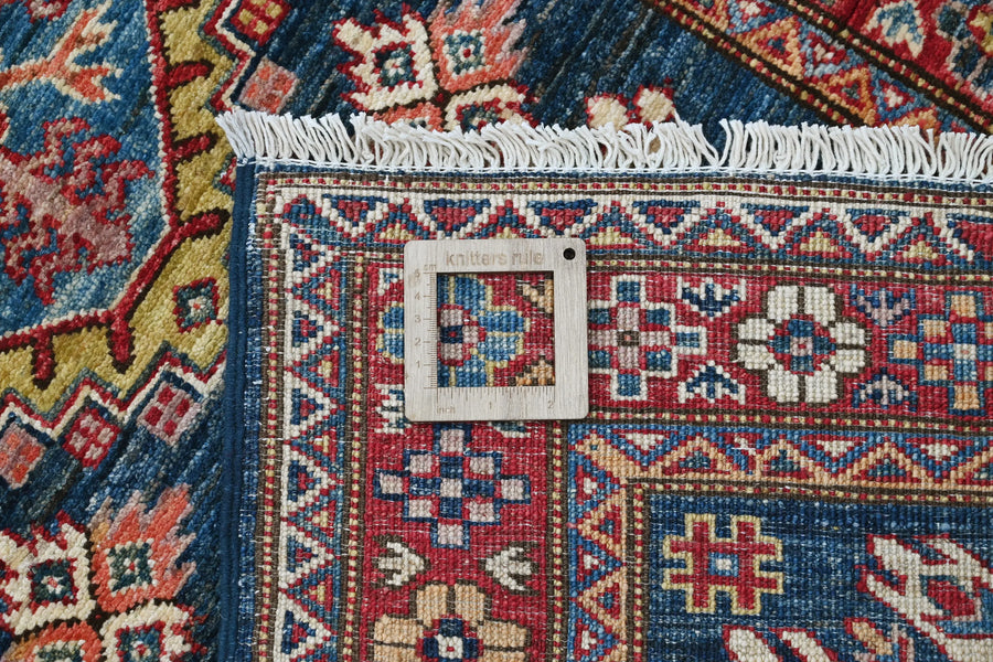 Super Kazak Afghan Rug – Indigo Crest