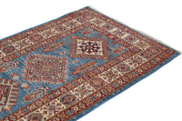 Super Kazak Afghan Runner – Azure Diamond