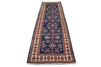 Super Kazak Afghan Runner – Cobalt Lattice