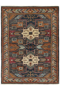 Super Kazak Afghan Rug – Charcoal Stella