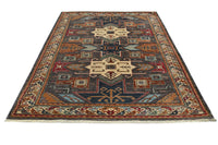 Super Kazak Afghan Rug – Charcoal Stella