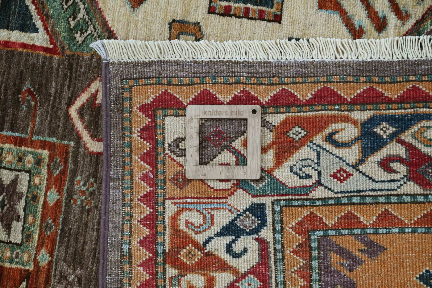 Super Kazak Afghan Rug – Charcoal Stella