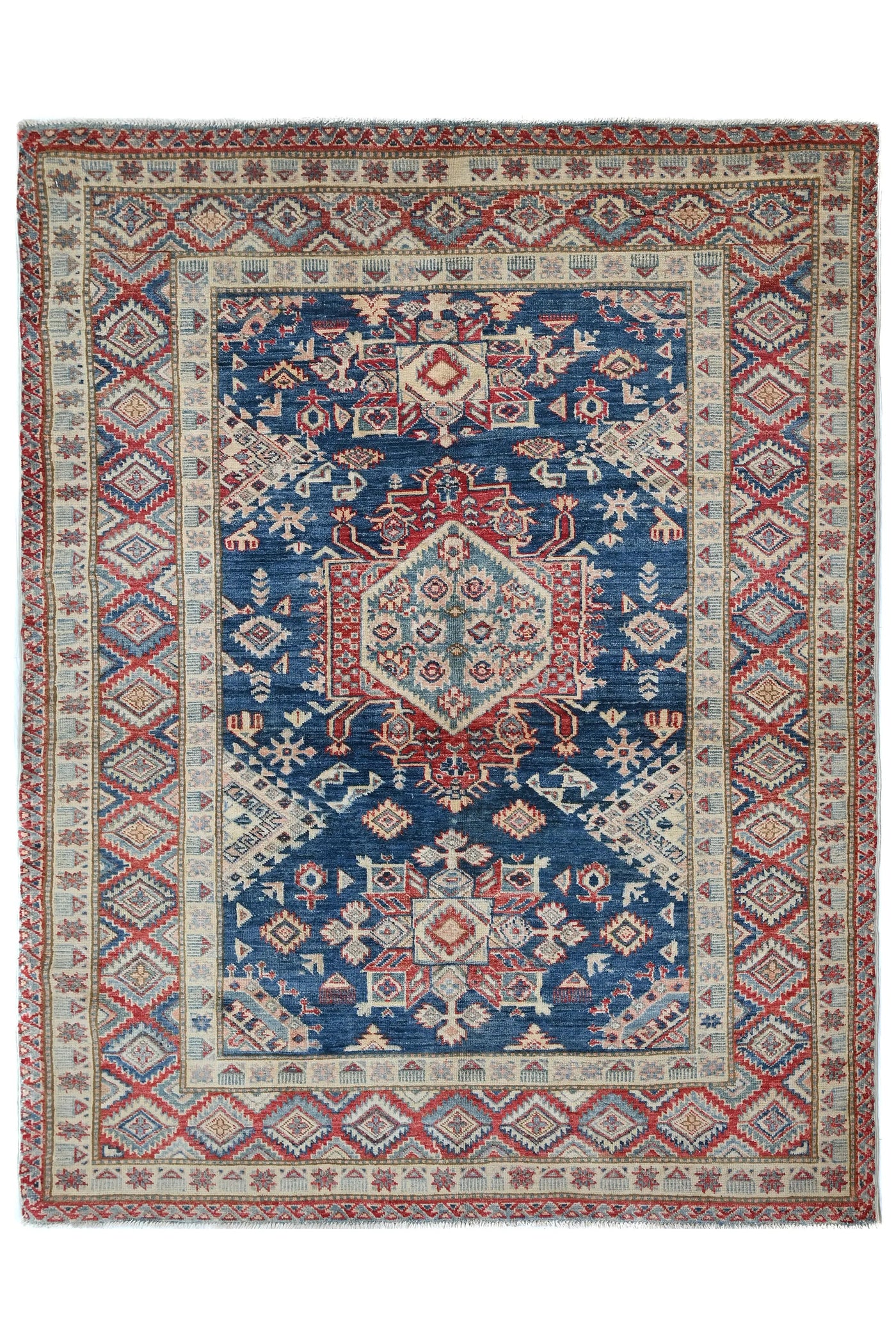 Super Kazak Afghan Rug – Oceanic Mandala