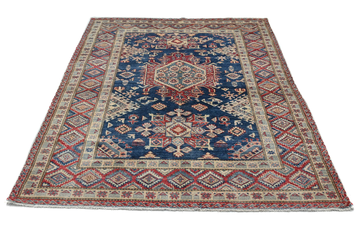 Super Kazak Afghan Rug – Oceanic Mandala