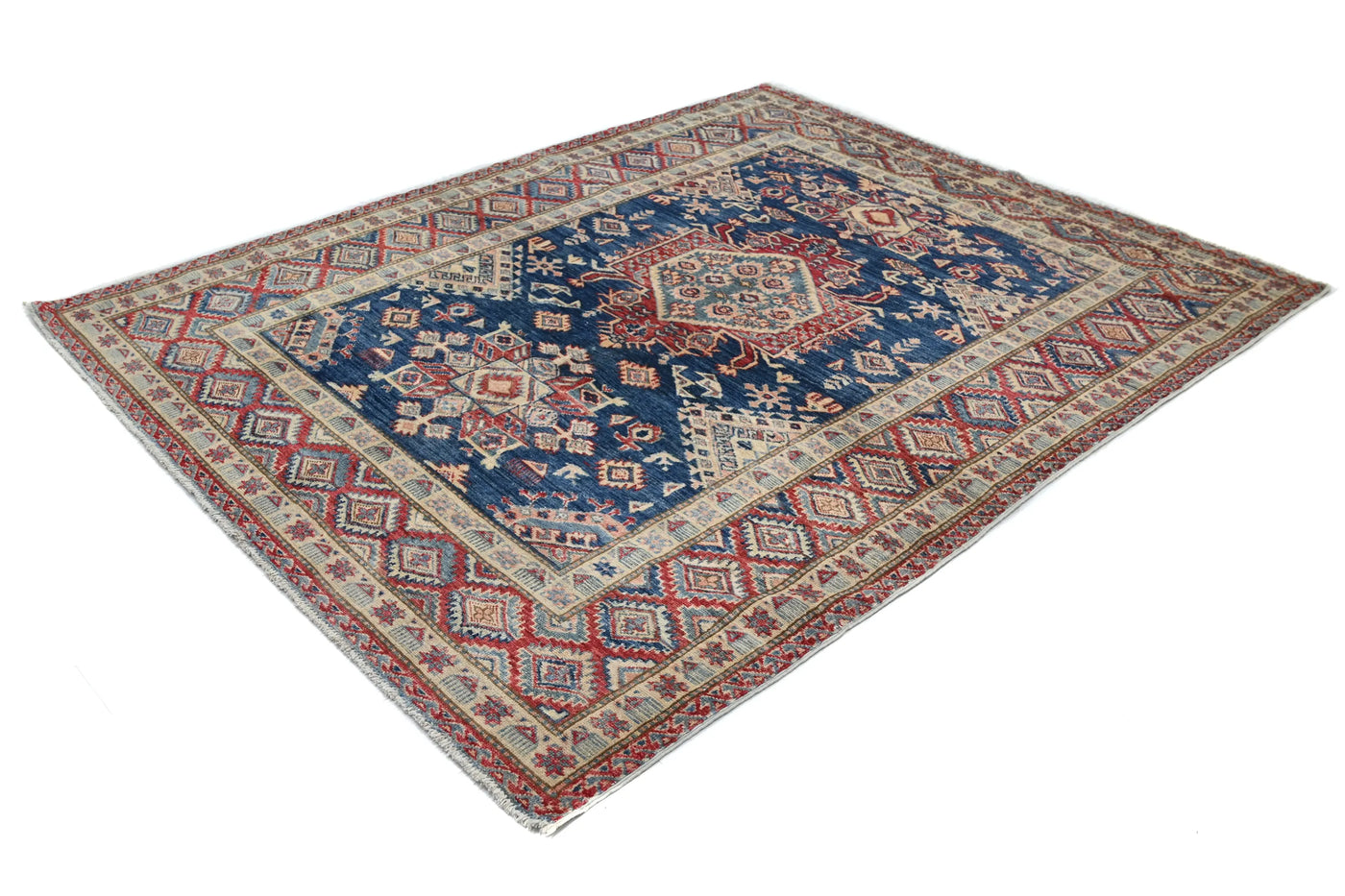 Super Kazak Afghan Rug – Oceanic Mandala