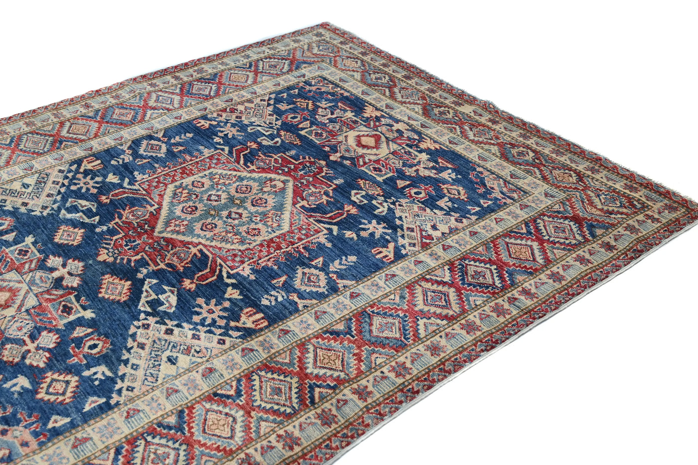 Super Kazak Afghan Rug – Oceanic Mandala