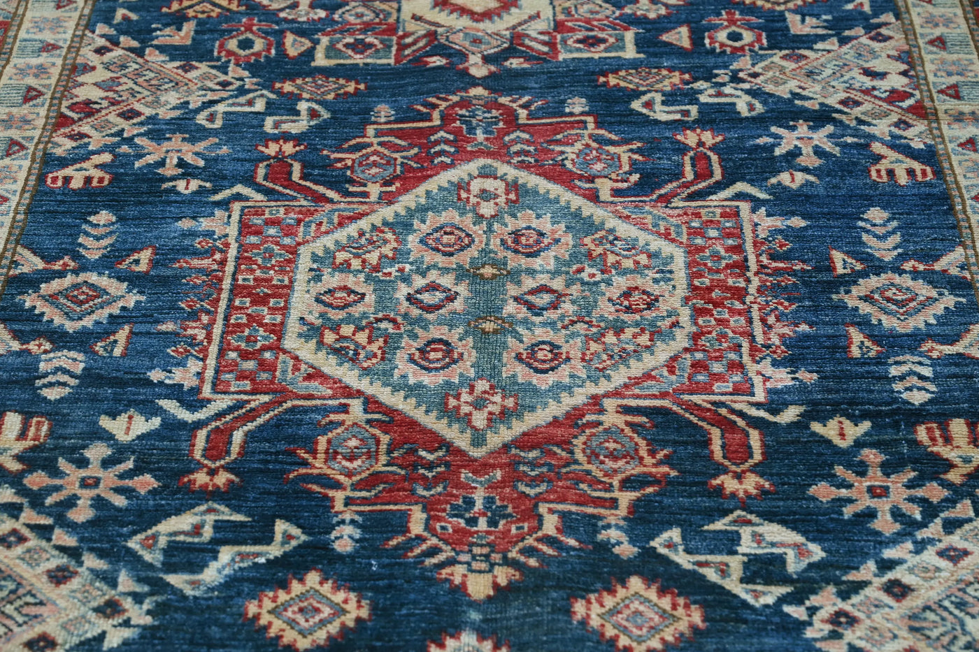 Super Kazak Afghan Rug – Oceanic Mandala