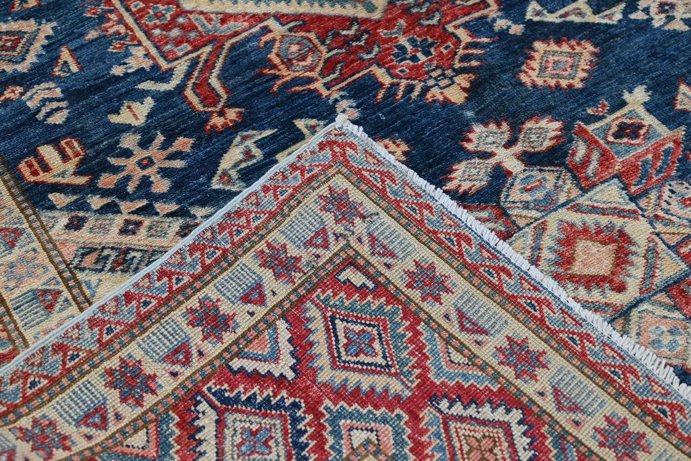 Super Kazak Afghan Rug – Oceanic Mandala