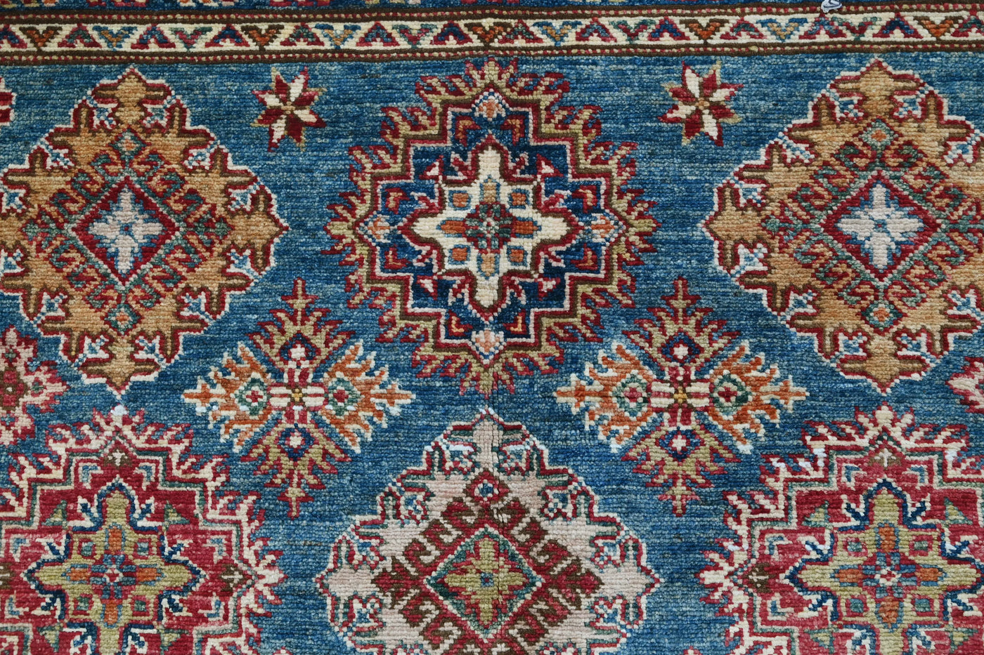 Super Kazak Afghan Rug – Marine Mosaic