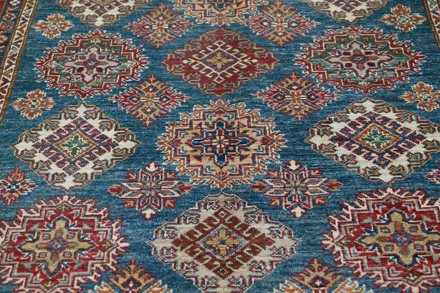 Super Kazak Afghan Rug – Marine Mosaic