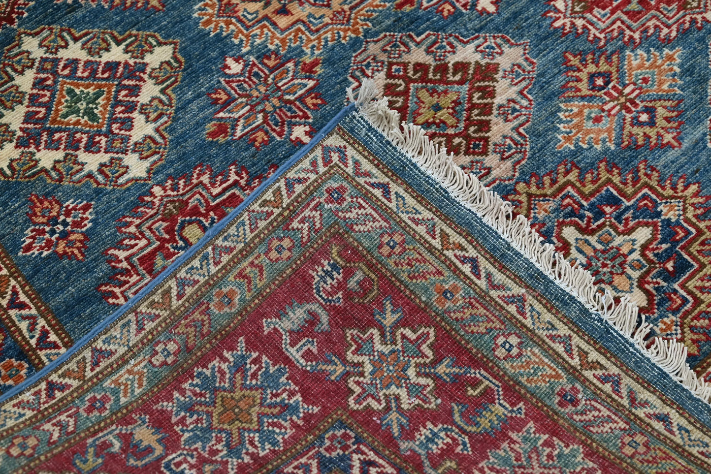 Super Kazak Afghan Rug – Marine Mosaic