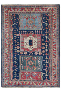 Super Kazak Afghan Rug – Alabaster Triptych