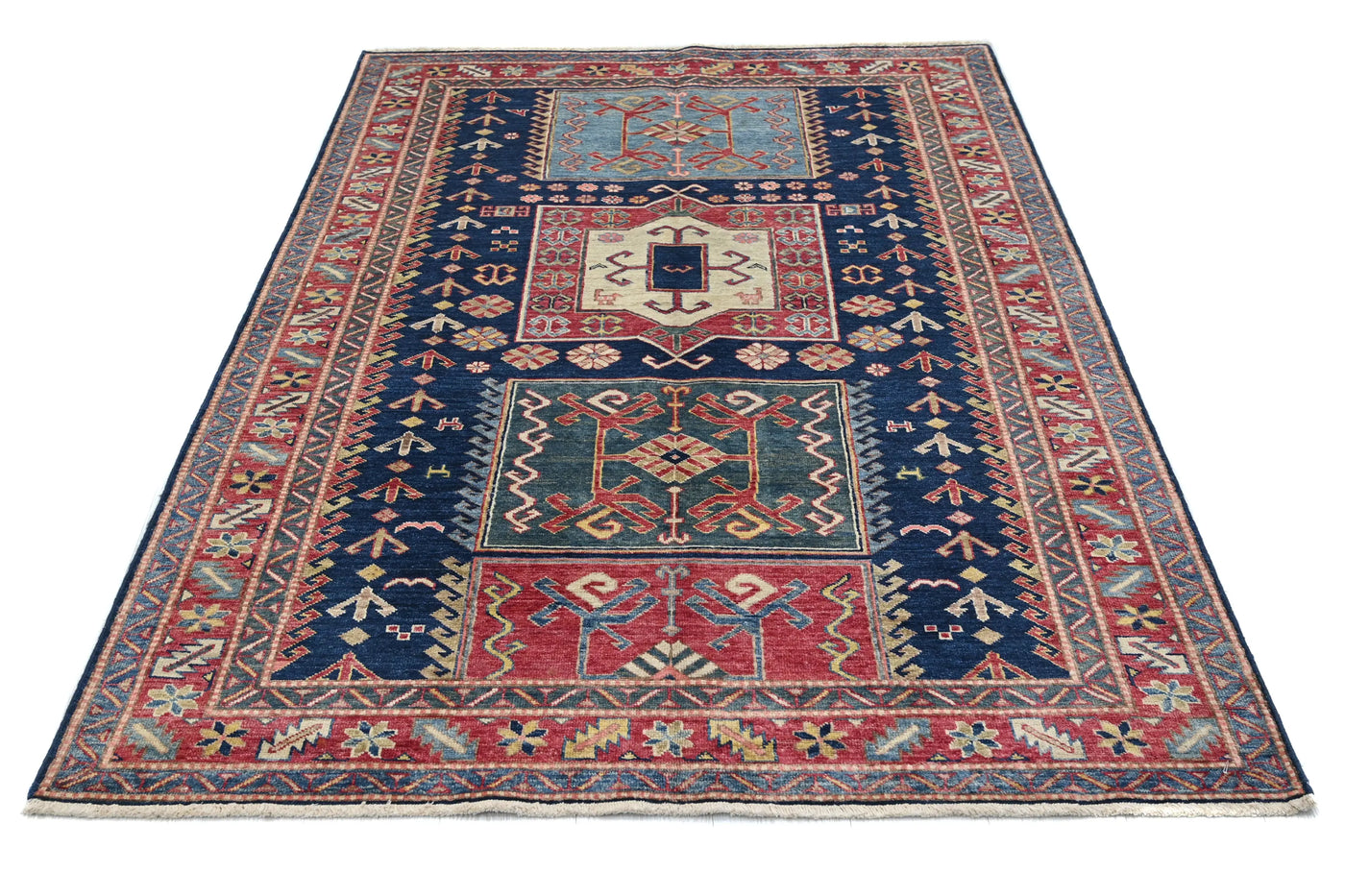 Super Kazak Afghan Rug – Alabaster Triptych
