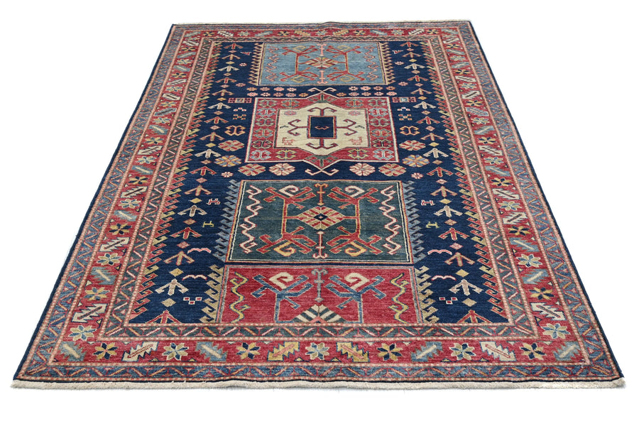 Super Kazak Afghan Rug – Alabaster Triptych
