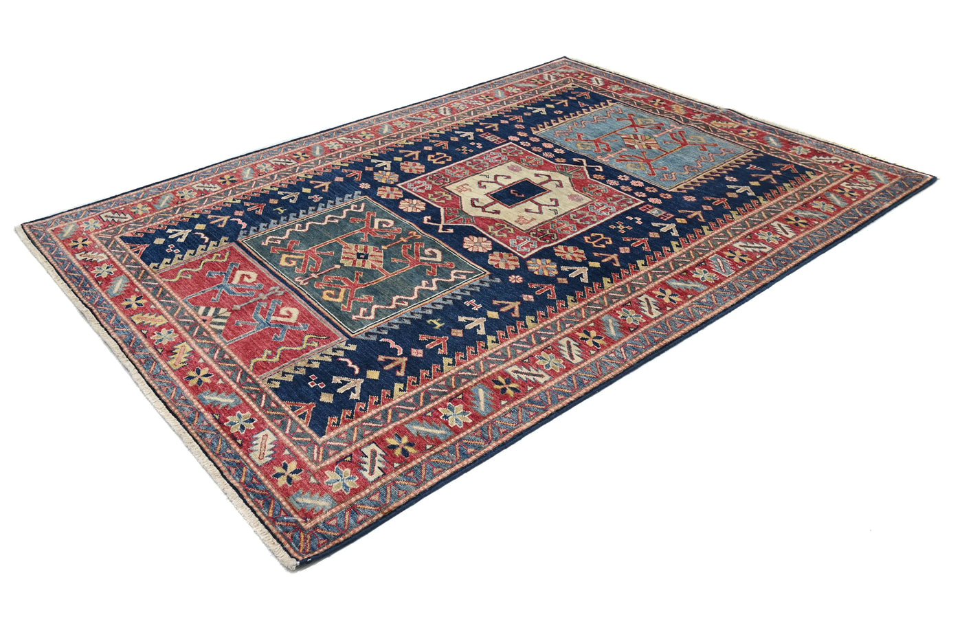 Super Kazak Afghan Rug – Alabaster Triptych