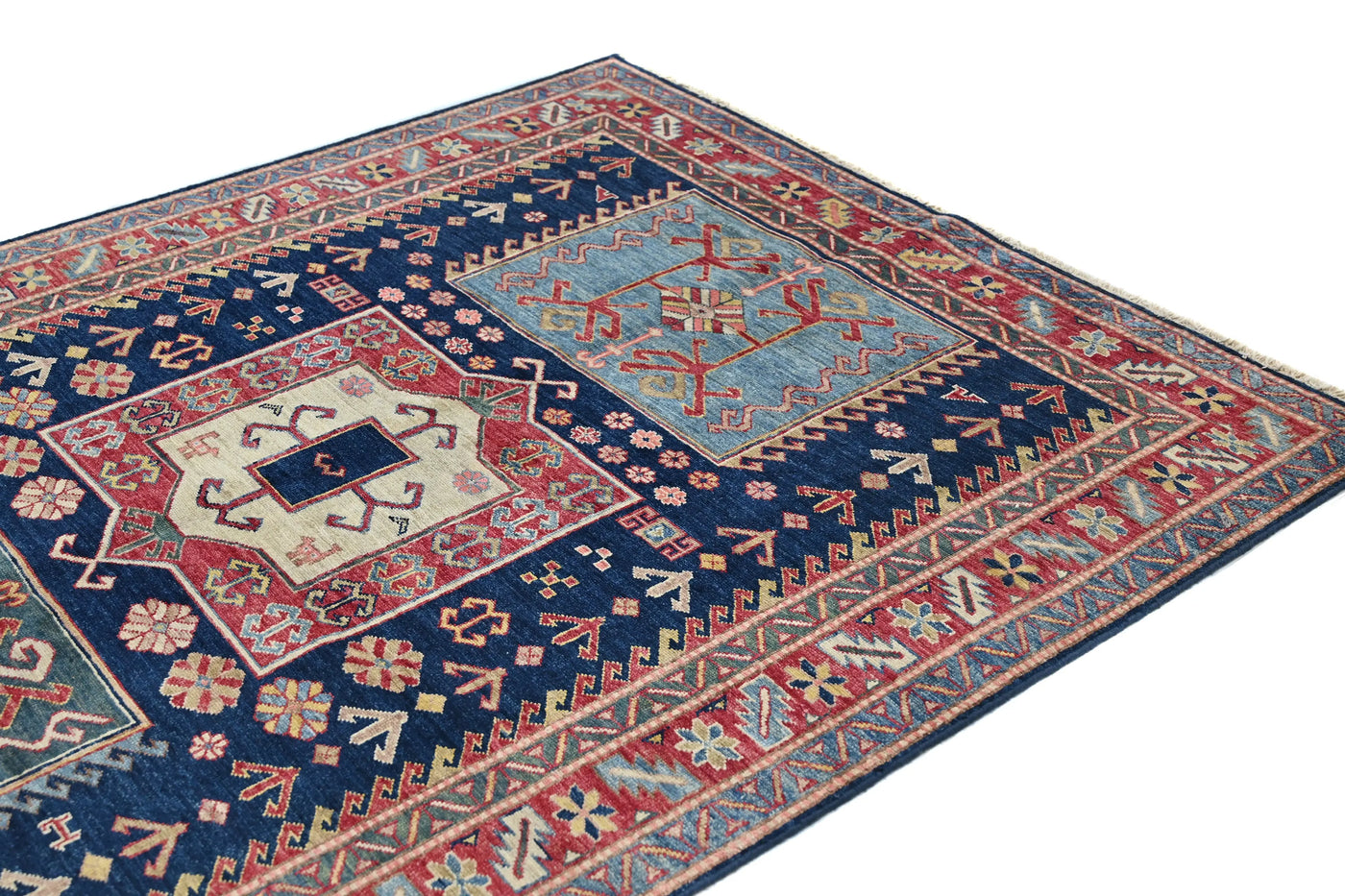 Super Kazak Afghan Rug – Alabaster Triptych