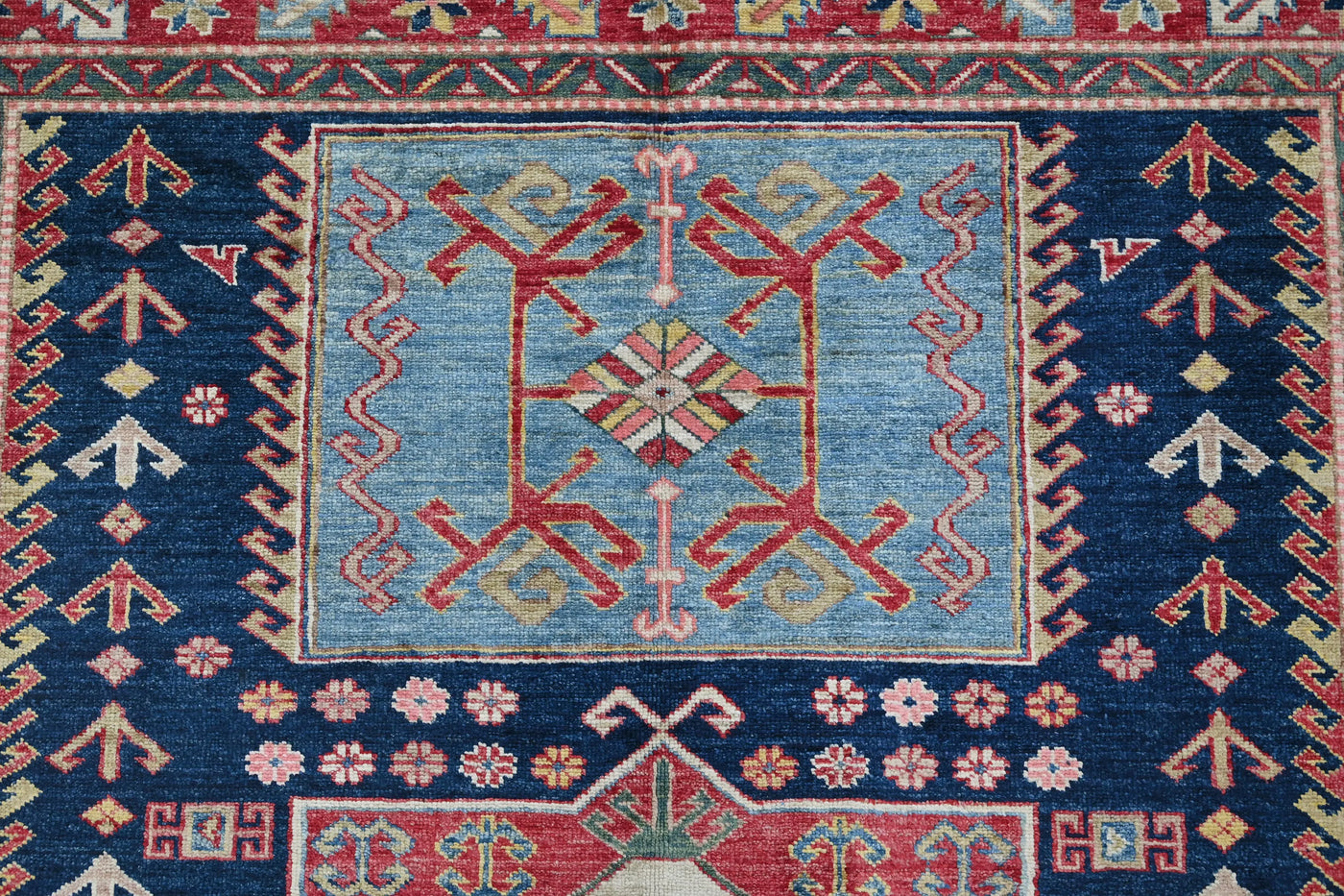 Super Kazak Afghan Rug – Alabaster Triptych