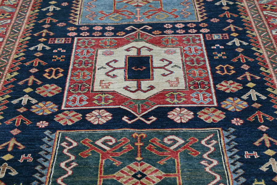 Super Kazak Afghan Rug – Alabaster Triptych