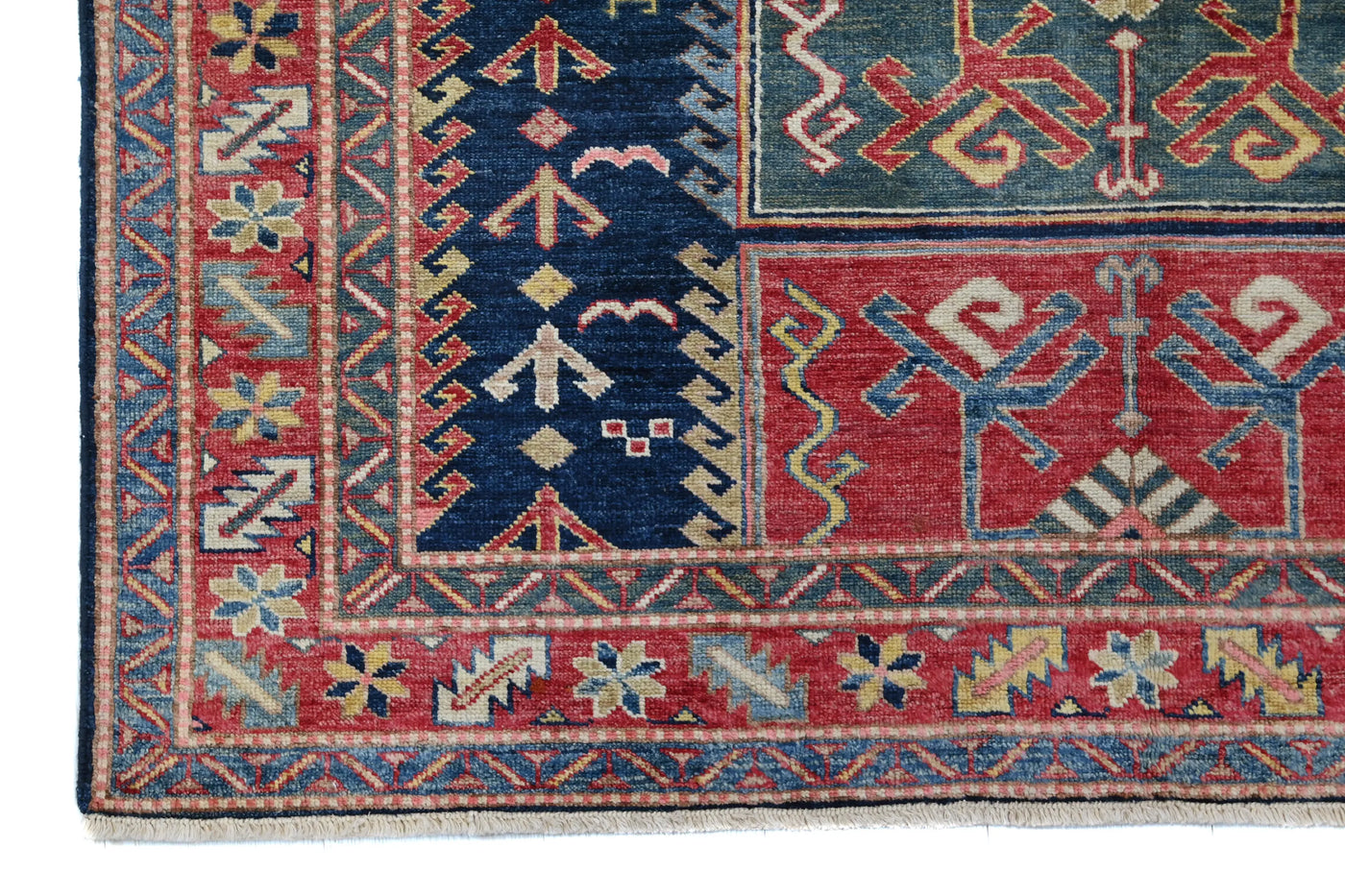 Super Kazak Afghan Rug – Alabaster Triptych
