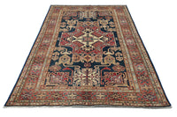 Super Kazak Afghan Rug – Navy Labyrinth