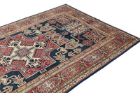 Super Kazak Afghan Rug – Navy Labyrinth
