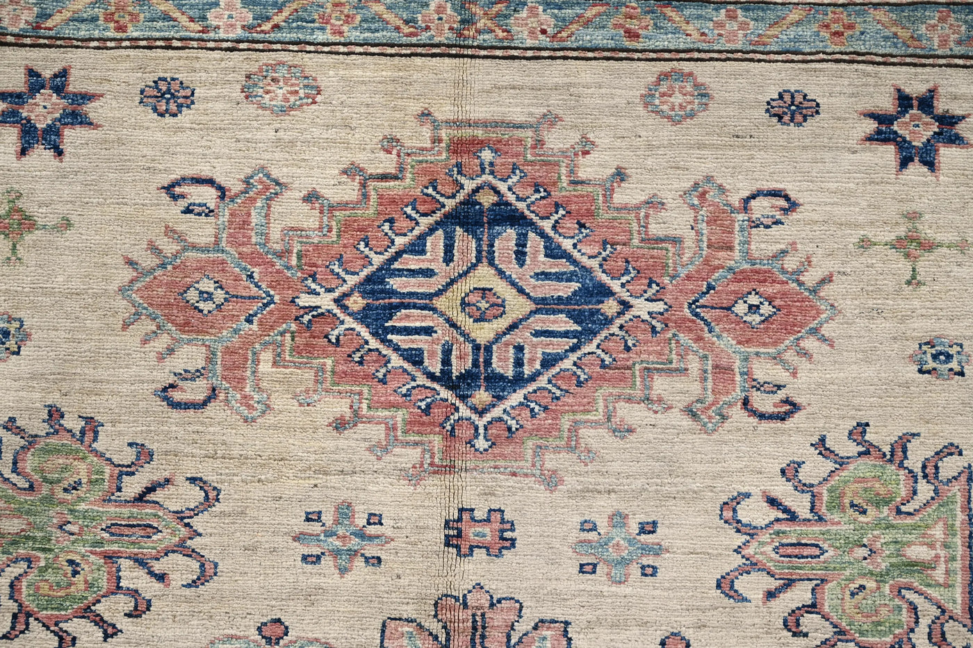 Super Kazak Afghan Rug – Oatmeal Medallion