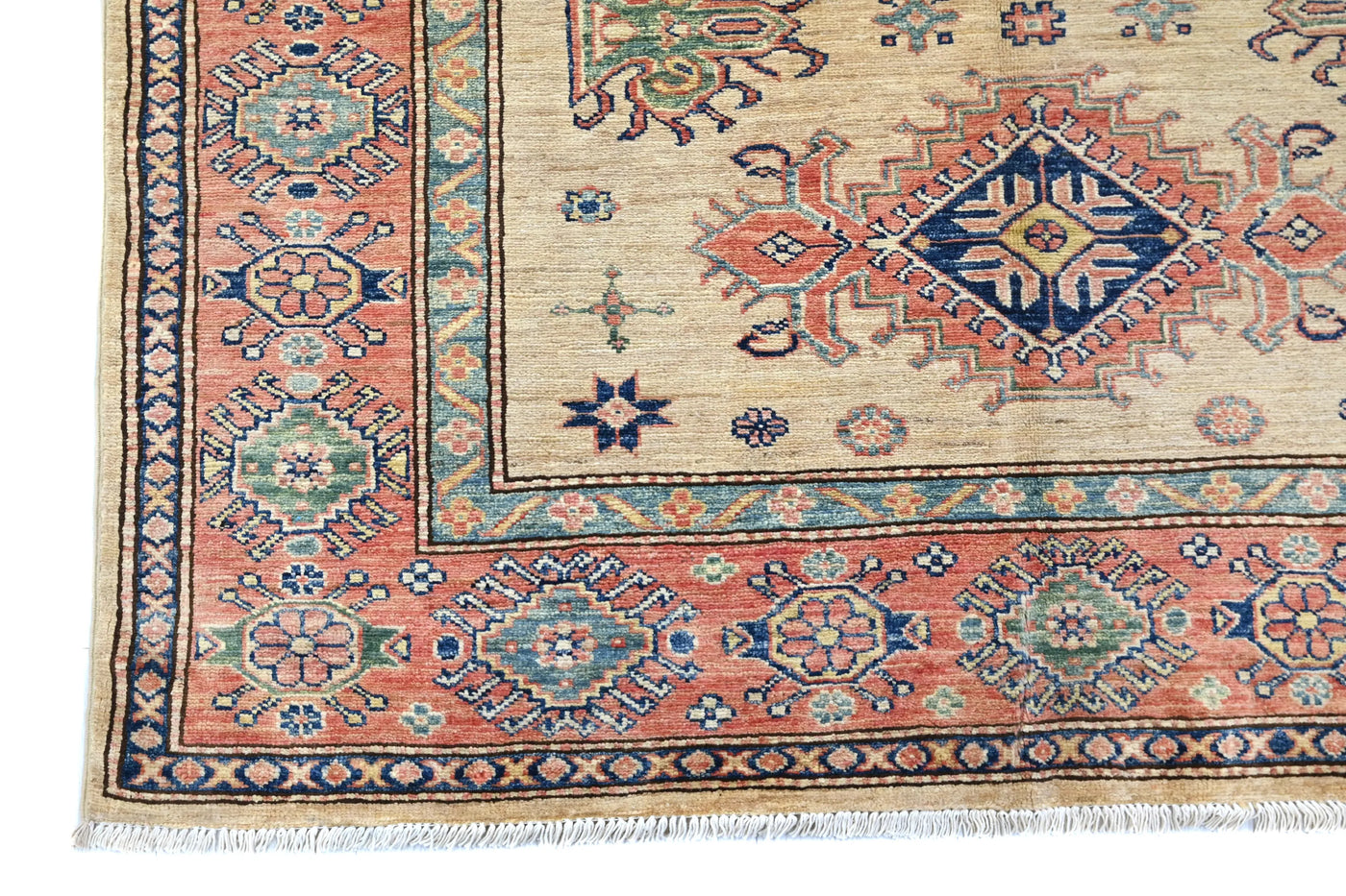 Super Kazak Afghan Rug – Oatmeal Medallion