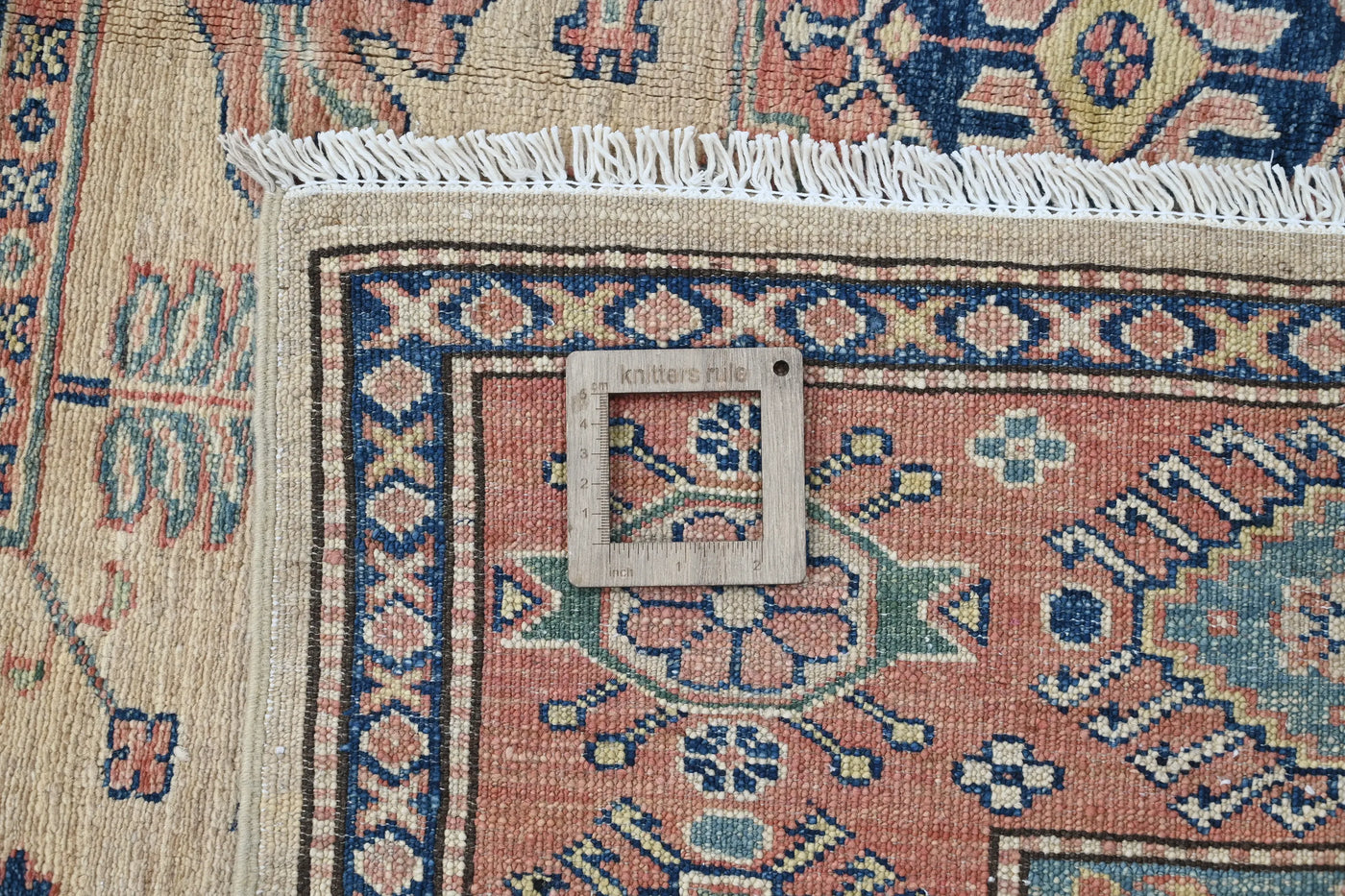 Super Kazak Afghan Rug – Oatmeal Medallion