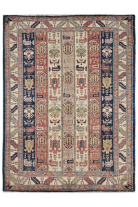 Super Kazak Afghan Rug – Cream Stripe