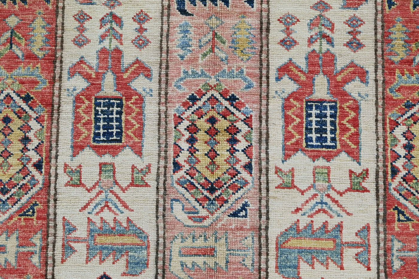 Super Kazak Afghan Rug – Cream Stripe