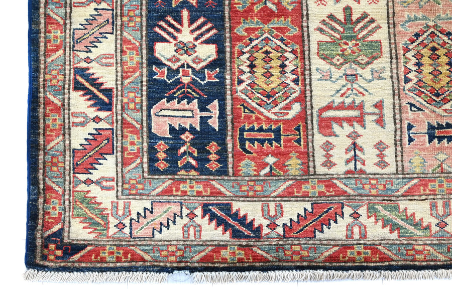 Super Kazak Afghan Rug – Cream Stripe