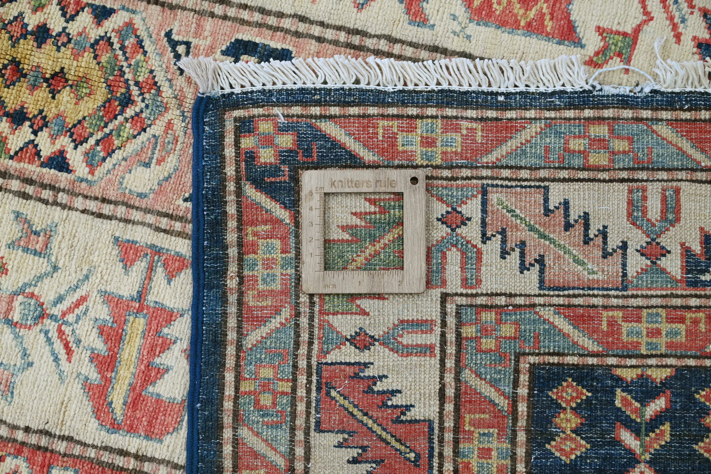 Super Kazak Afghan Rug – Cream Stripe