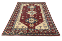 Super Kazak Afghan Rug – Crimson Stepped