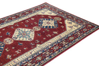 Super Kazak Afghan Rug – Crimson Stepped