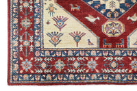 Super Kazak Afghan Rug – Crimson Stepped