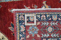 Super Kazak Afghan Rug – Crimson Stepped