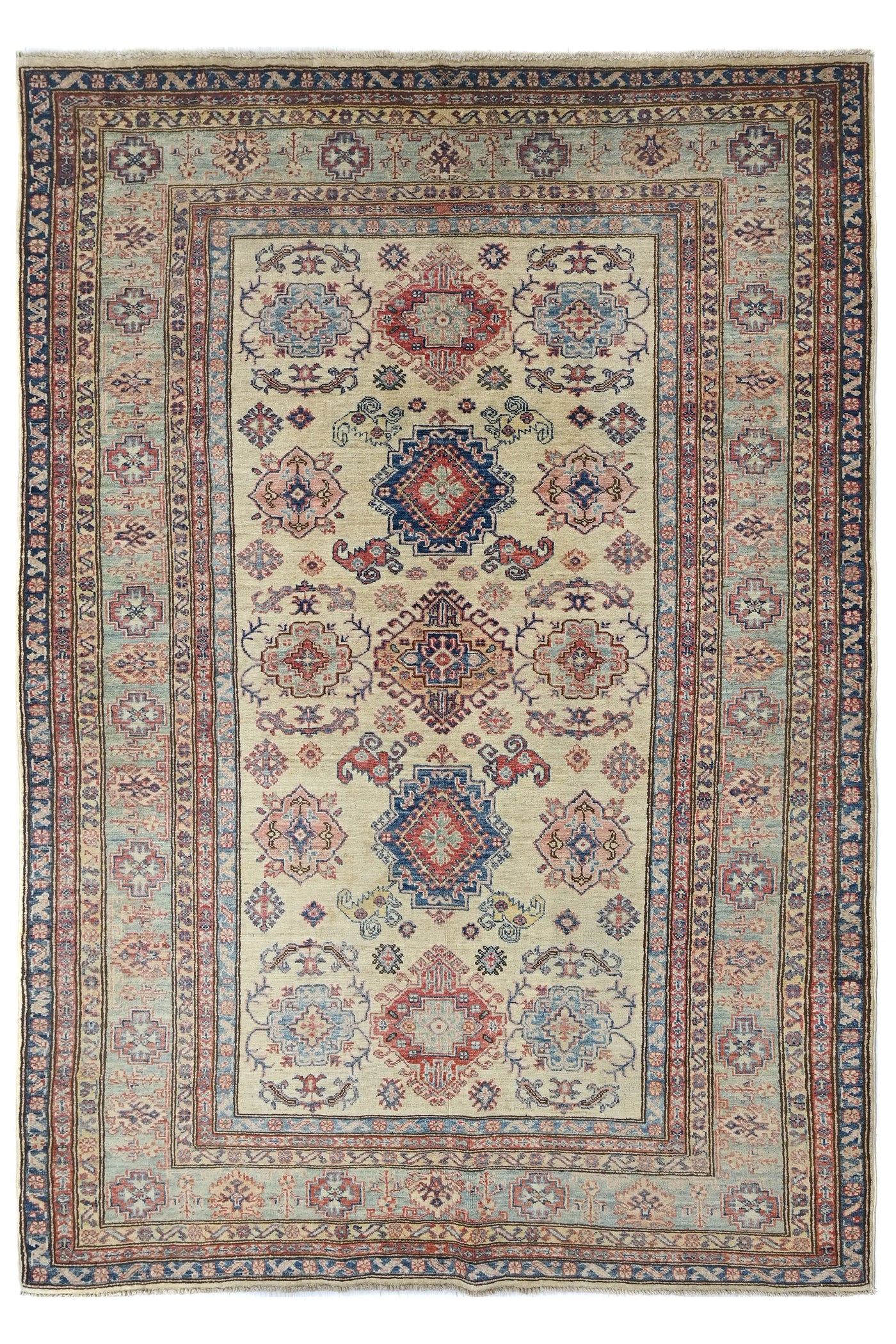 Super Kazak Afghan Rug – Ivory Blossom