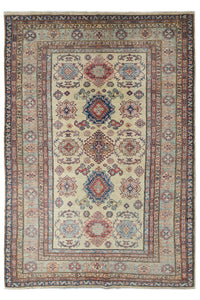 Super Kazak Afghan Rug – Ivory Blossom