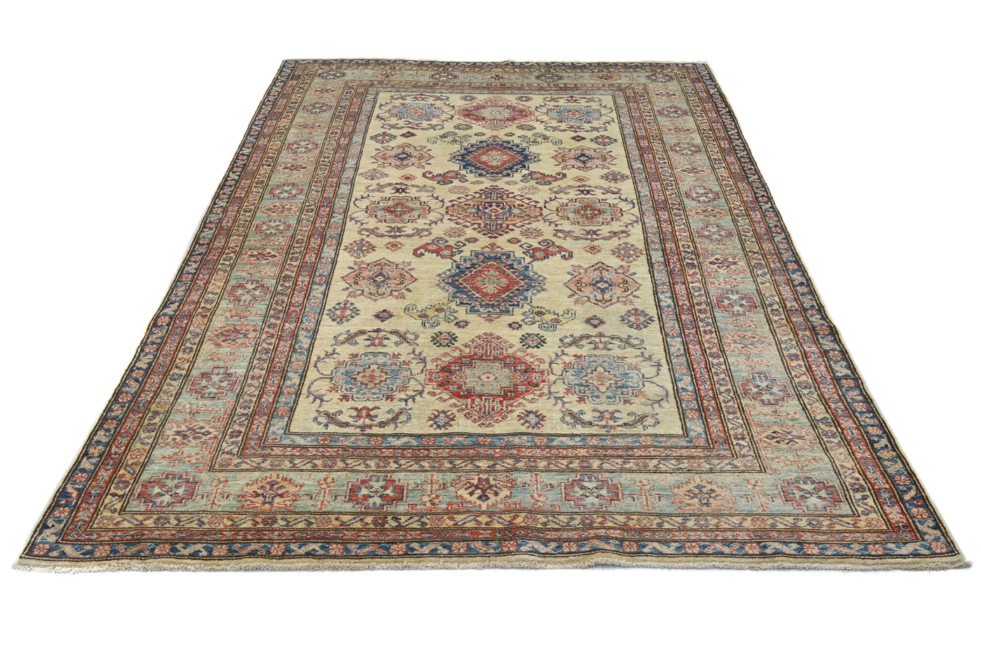 Super Kazak Afghan Rug – Ivory Blossom
