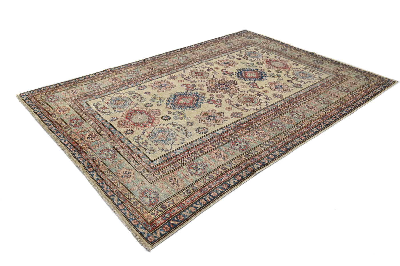 Super Kazak Afghan Rug – Ivory Blossom