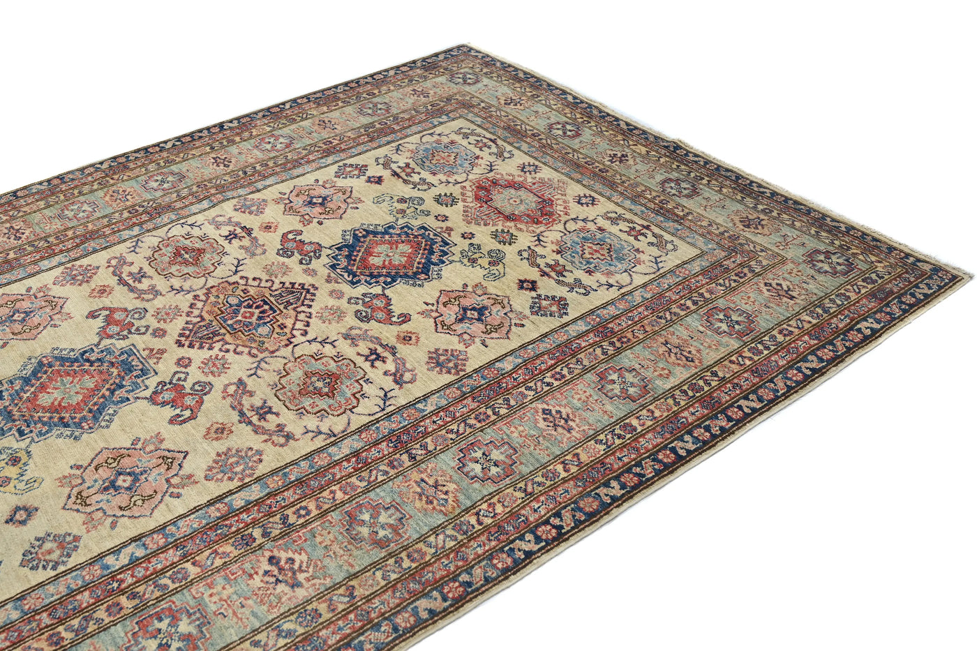 Super Kazak Afghan Rug – Ivory Blossom