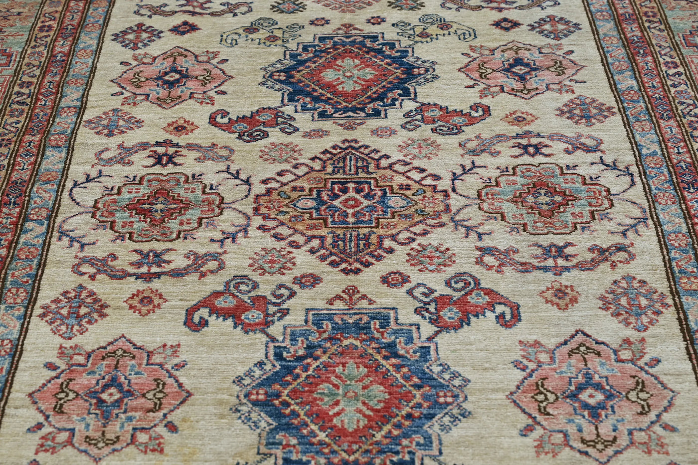 Super Kazak Afghan Rug – Ivory Blossom