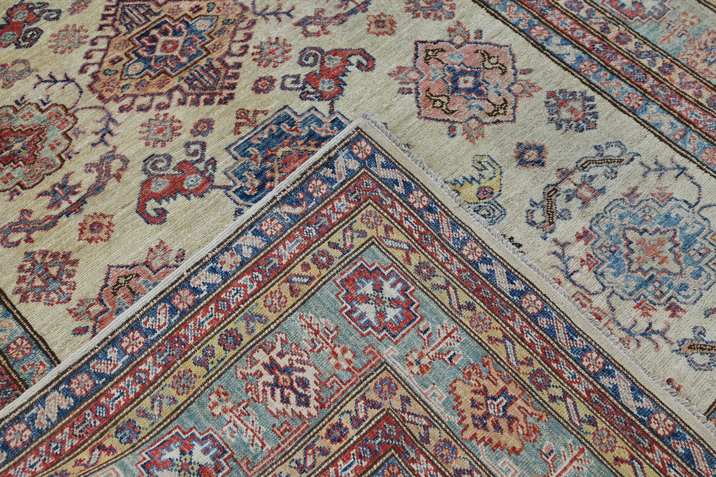 Super Kazak Afghan Rug – Ivory Blossom