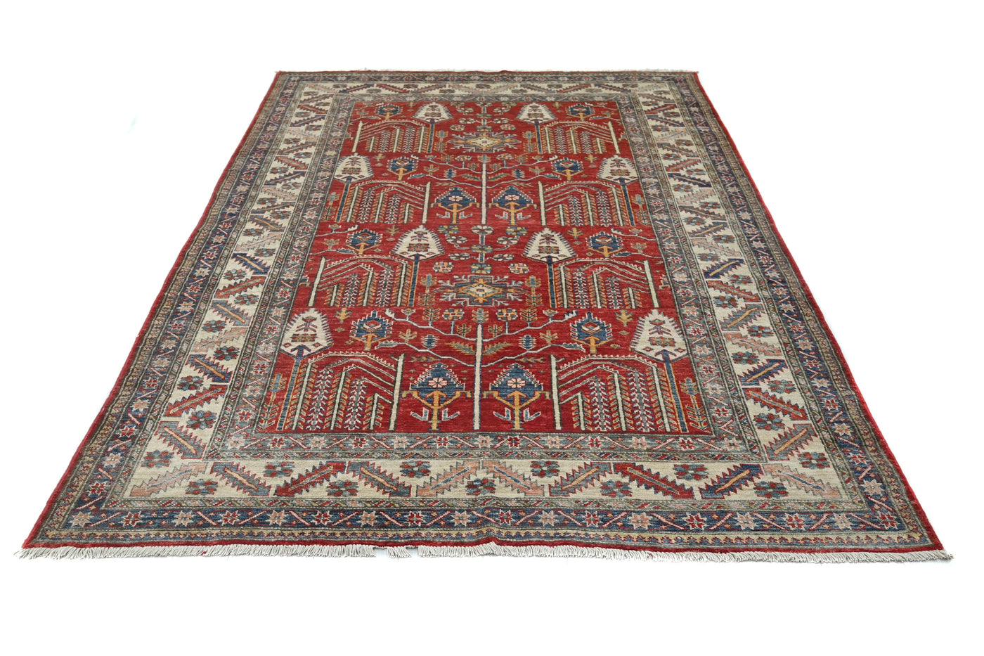 Super Kazak Afghan Rug – Scarlet Arbor