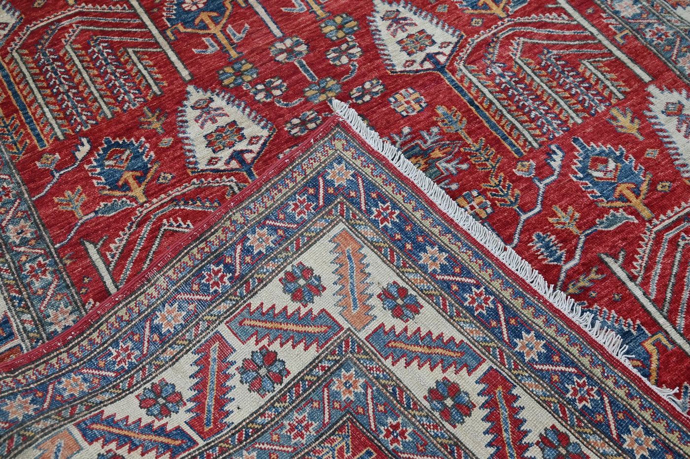 Super Kazak Afghan Rug – Scarlet Arbor