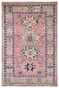 Super Kazak Afghan Rug – Blush Geometric